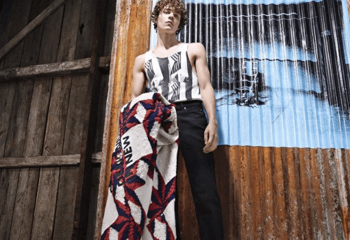 Alec Pollentier flaunting Calvin Klein 205W39NYC Pre-Fall 2018 Collection by Willy Vanderperre and Olivier Rizzo